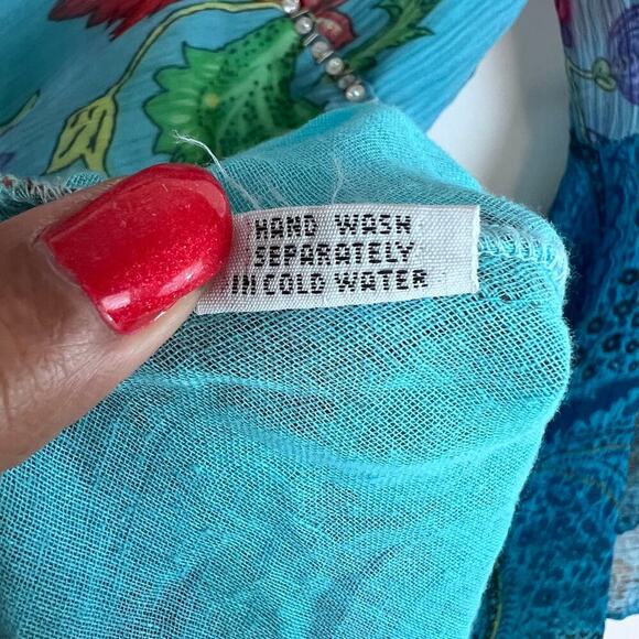 Midnight Sun Asymmetrical Women's Dress Size Small Blue BoHo Flounce Sleeve - Picture 8 of 8